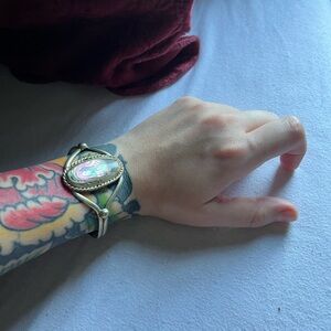 Vintage Sterling Silver Cuff and Abalone Shell